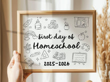 First Day of Homeschool Sign PRINTABLE, Cute Back to School Sign, Hand Drawn Illustrated Whimsical Modern Photo Prop, Instant Download JPG