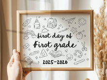 First Day of First Grade Sign PRINTABLE, Cute Back to School Sign, Hand Drawn Illustrated Whimsical Modern Photo Prop, 1st Grade Sign JPG
