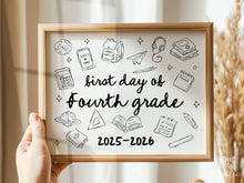 First Day of Fourth Grade Sign PRINTABLE, Cute Back to School Sign, Hand Drawn Illustrated Whimsical Modern Photo Prop, 4th Grade JPG