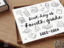 First Day of Fourth Grade Sign PRINTABLE, Cute Back to School Sign, Hand Drawn Illustrated Whimsical Modern Photo Prop, 4th Grade JPG