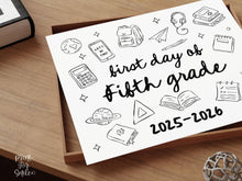 First Day of Fifth Grade Sign PRINTABLE, Cute Back to School Sign, Hand Drawn Illustrated Whimsical Modern Photo Prop, 5th Grade JPG