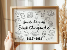 First Day of Eighth Grade Sign PRINTABLE, Cute Back to School Sign, Hand Drawn Illustrated Whimsical Modern Photo Prop, 8th Grade JPG