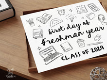 First Day of Freshman Year Sign PRINTABLE, Cute Back to School Sign, Hand Drawn Illustrated Whimsical Modern Photo Prop, 9th Grade JPG