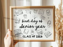 First Day of Senior Year Sign PRINTABLE, Cute Back to School Sign, Hand Drawn Illustrated Whimsical Modern Photo Prop, 12th Grade JPG