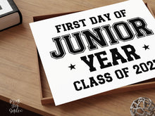 First Day Of Junior Year Sign Boy PRINTABLE Sports Style, High School Sign, Bold Simple Minimalist Modern