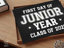 First Day Of Junior Year Sign Boy PRINTABLE Chalkboard Sports Style, High School Sign, Bold Simple Minimalist Modern