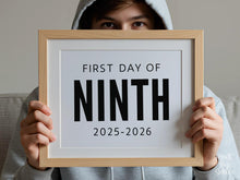 Bold First Day Of Ninth Grade Sign PRINTABLE 9th Grade Minimalist Back To School Sign, Photo Prop Simple, Clean Classic Modern
