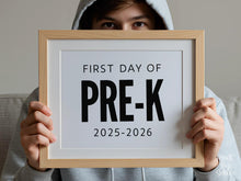 Bold First Day Of Pre-K Sign PRINTABLE Minimalist Back To School Sign, Photo Prop Simple, Clean Classic Modern