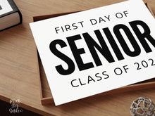 Bold First Day Of Senior Year Sign PRINTABLE 12th Grade Minimalist Back To School Sign, Photo Prop Simple Modern, Class Of 2026
