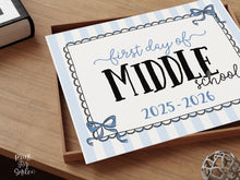 Coquette First Day Of Middle School Sign PRINTABLE Back To School Sign, Photo Prop, Instant Download, Cute Bow, Whimsical, Elegant Sign Lace