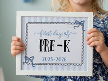 Coquette First Day Of Pre-K Sign PRINTABLE Back To School Sign, Photo Prop, Instant Download, Cute Bow Whimsical Elegant Sign PreK Sign Lace