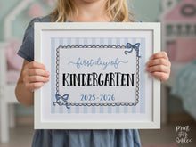 Coquette First Day Of Kindergarten Sign PRINTABLE Back To School Sign, Photo Prop, Instant Download, Cute Bow, Whimsical, Elegant Sign Lace