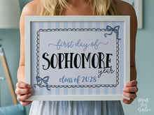 Coquette First Day Of Sophomore Year Sign PRINTABLE Back To School Sign Photo Prop Instant Download, Whimsical Class Of 2028 10th Grade Lace