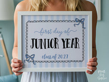 Coquette First Day Of Junior Year Sign PRINTABLE Back To School Sign Photo Prop Instant Download Whimsical Bow Class Of 2027 11th Grade Lace