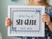 Coquette First Day Of Third Grade Sign PRINTABLE 3rd Grade Back To School Sign Photo Prop Instant Download, Elegant Whimsical, Cute Bow Lace