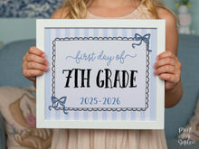 Coquette First Day Of 7th Grade Sign PRINTABLE, Seventh Grade Back To School Sign, Photo Prop, Instant Download, Elegant Whimsical Lace