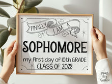 First Day Of Sophomore Year Sign Class Of 2028 10th Grade Sign PRINTABLE Back To School, High School Sign, Modern, Whimsical