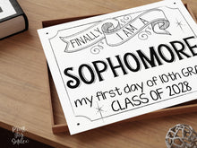First Day Of Sophomore Year Sign Class Of 2028 10th Grade Sign PRINTABLE Back To School, High School Sign, Modern, Whimsical