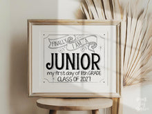 First Day Of Junior Year Sign Class Of 2027 11th Grade Sign PRINTABLE Back To School, High School Sign, Modern, Whimsical