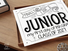 First Day Of Junior Year Sign Class Of 2027 11th Grade Sign PRINTABLE Back To School, High School Sign, Modern, Whimsical
