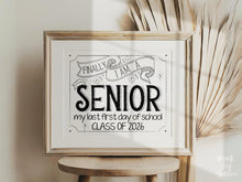 First Day Of Senior Year Sign Class Of 2026 Last First Day 12th Grade PRINTABLE Back To School, High School Sign, Modern, Whimsical