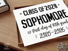 PRINTABLE First Day Of Sophomore Year Sign, 10th Grade School Sign, Class Of 2028, High School Sign, Modern