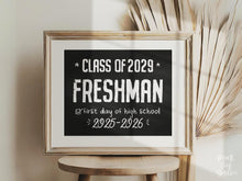Printable First Day Of Freshman Year Sign, Chalkboard High School Sign, 9th Grade Sign, Class Of 2029, Modern, Rustic