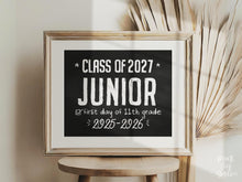 Printable First Day Of Junior Year Sign Chalkboard School Sign, Class Of 2027, High School Sign, Modern, Rustic