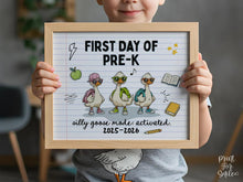 First Day Of Pre-K Sign PRINTABLE, Funny Silly Goose, Back To School Sign, Photo Prop, Instant Download, 2025-2026