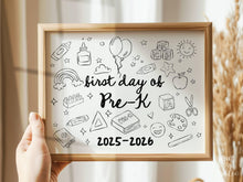 First Day of Pre-K Sign PRINTABLE, Cute Back to School Sign, PreK Hand Drawn Illustrated Whimsical Modern Photo Prop, Instant Download JPG