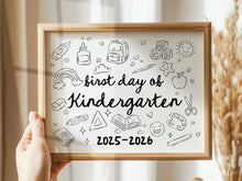 First Day of Kindergarten Sign PRINTABLE, Cute Back to School Sign, Hand Drawn Illustrated Whimsical Modern Photo Prop, Instant Download JPG