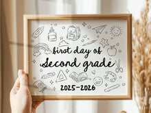 First Day of Second Grade Sign PRINTABLE, Cute Back to School Sign, Hand Drawn Illustrated Whimsical Modern Photo Prop, 2nd Grade Sign JPG