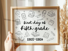 First Day of Fifth Grade Sign PRINTABLE, Cute Back to School Sign, Hand Drawn Illustrated Whimsical Modern Photo Prop, 5th Grade JPG