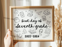 First Day of Seventh Grade Sign PRINTABLE, Cute Back to School Sign, Hand Drawn Illustrated Whimsical Modern Photo Prop, 7th Grade JPG