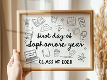 First Day of Sophomore Year Sign PRINTABLE, Cute Back to School Sign, Hand Drawn Illustrated Whimsical Modern Photo Prop, 10th Grade JPG