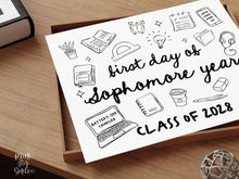 First Day of Sophomore Year Sign PRINTABLE, Cute Back to School Sign, Hand Drawn Illustrated Whimsical Modern Photo Prop, 10th Grade JPG
