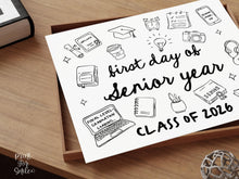 First Day of Senior Year Sign PRINTABLE, Cute Back to School Sign, Hand Drawn Illustrated Whimsical Modern Photo Prop, 12th Grade JPG