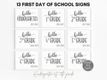 First Day Of Kindergarten Sign 13 First Day Of School Signs BUNDLE PRINTABLE, Kindergarten+1st-12th Grade, Instant Download, Photo Prop 8x10