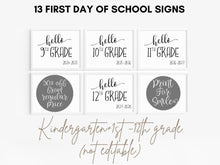 First Day Of Kindergarten Sign 13 First Day Of School Signs BUNDLE PRINTABLE, Kindergarten+1st-12th Grade, Instant Download, Photo Prop 8x10