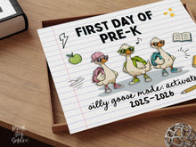 First Day Of Pre-K Sign PRINTABLE, Funny Silly Goose, Back To School Sign, Photo Prop, Instant Download, 2025-2026