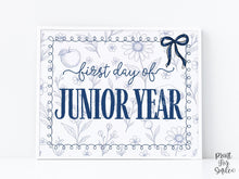 Toile First Day Of Junior Year Sign, PRINTABLE Back To School Sign, Photo Prop, Instant Download, Whimsical, Bow 11th Grade