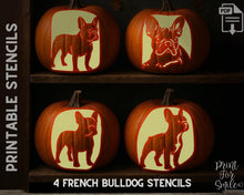 French Bulldog Pumpkin Carving Stencil Set, Dog Stencil, Printable Halloween Pattern, Template, Jack O' Lantern, Instant Download