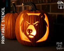 Bear Face Pumpkin Carving Stencil Template Halloween PRINTABLE