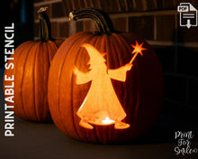 Wizard With Magic Stick Pumpkin Carving Stencil Template Fantasy Halloween PRINTABLE