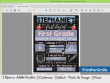 editable first day of school sign printable girl