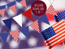 Patriotic Banner PRINTABLE Patriotic Bunting Red White And Blue - 3 Styles