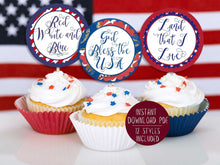 4th Of July Cupcake Toppers PRINTABLE Patriotic