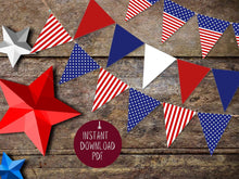 Patriotic Banner PRINTABLE Patriotic Bunting Red White And Blue - 3 Styles