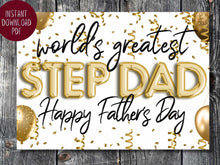 Fathers Day Card For Step Dad Stepdad Printable
