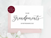 To My Grandparents On My Wedding Day Card PRINTABLE